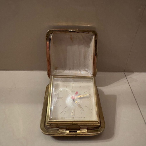 Vintage Shanghai mechanical travel alarm clock used