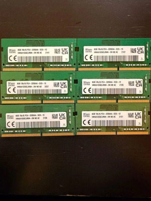 Hynix 8Gbyte DDR4 3200Mhz RAM like new, pack of 6