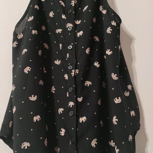 Women's shirt with elephants like new, black, size XS