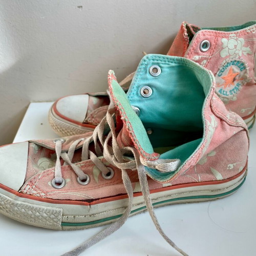 Converse boots used with flower design, multicolor, size 37