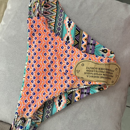Swimwear bottom new, multicolor geometric pattern, reversible S/M