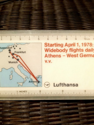 Διαφημιστικός χάρακας Lufthansa Airbus A300, αεροπορικά συλλεκτικά