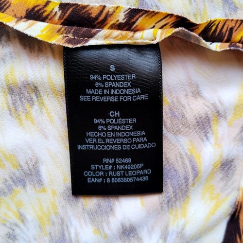 Norma Kamali rusty yellow leopard print blouse like new, size S