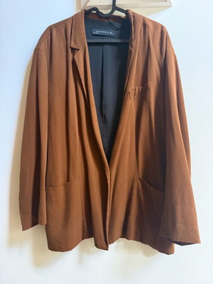 Καφέ casual σακάκι Zara μεταχειρισμένο, μέγεθος Large