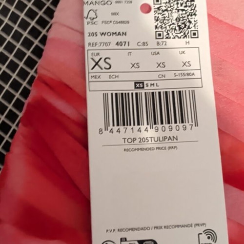 Mango Crop Top Strapless Pink New XS