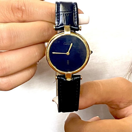 Ρολόι Cartier Paris γυναικείο μεταχειρισμένο, ασημένιο 925 με φύλλο χρυσού