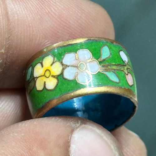 Vintage cloisonné ring used, weight 5.5 grams