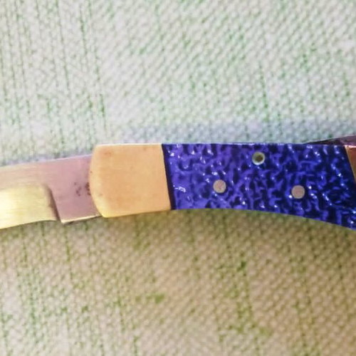 Vintage Mini Lockback Pocket Knife Keychain like new with Iridescent Handle