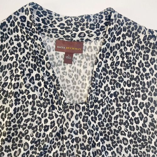 Dana Buchman Animal Print Sleeveless Top gray and black size L like new