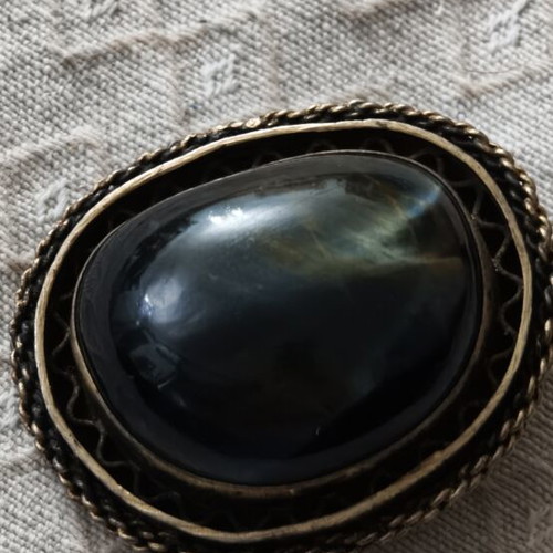 Vintage jewelry with authentic Blue Tiger's Eye semiprecious stone, used