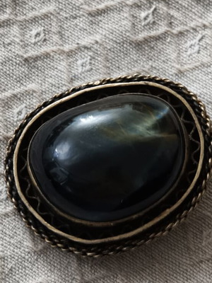 Vintage jewelry with authentic Blue Tiger's Eye semiprecious stone, used