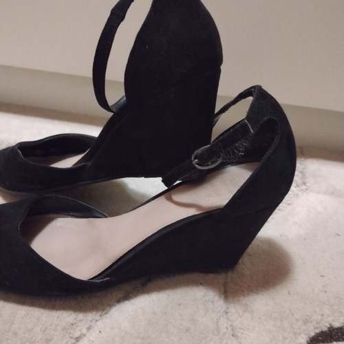 Black Wedge Platforms with Ankle Strap used, size 37