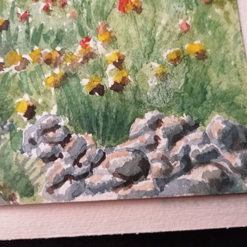 Lesbos watercolor painting used, pencil, 20x30cm