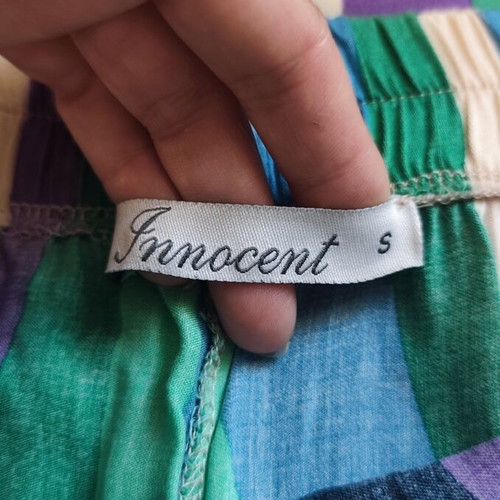 Innocent satin wide-leg pants like new, colorful stripes, size S