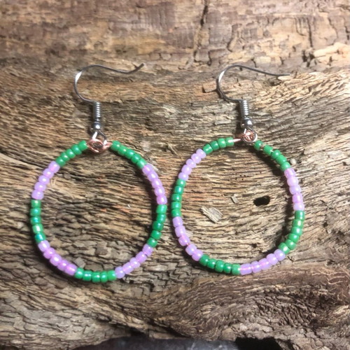 Handmade earring with glass beads new, seed beads