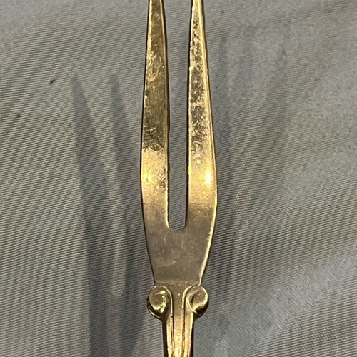 Art Deco gold-plated fruit fork set USSR 1970s, like new