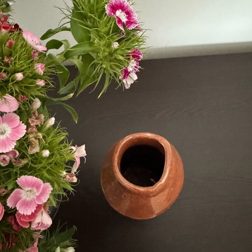 Handmade ceramic vase red brown new