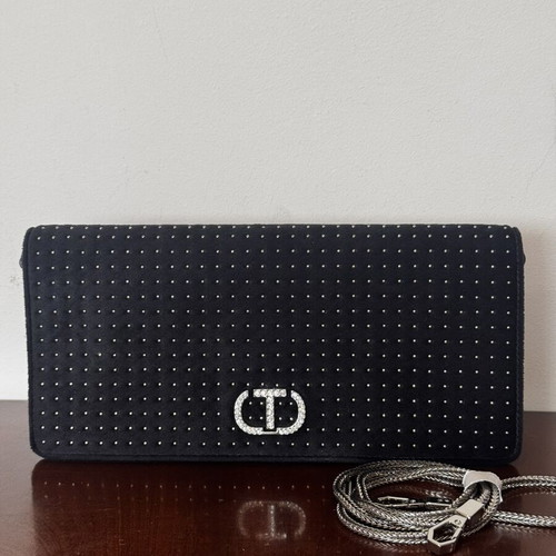 Twinset Milano clutch bag, black leather and suede