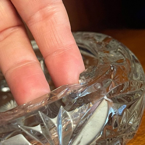 Large Bohemian Crystals Ashtray used, Bohemian crystal