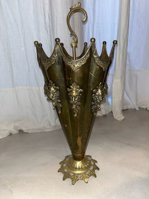 Vintage barocco brass umbrella stand used