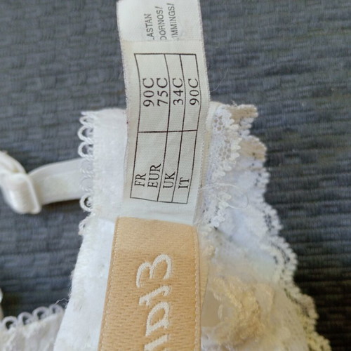 Etam white lace bra, semi-transparent, size 75C