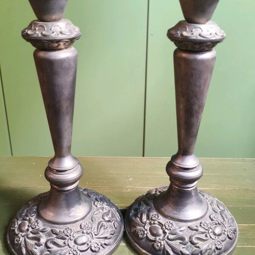 Vintage metal candlesticks set of 2 pieces 25cm like new