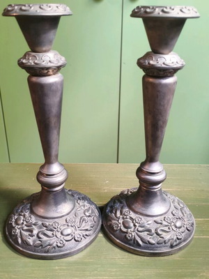 Vintage metal candlesticks set of 2 pieces 25cm like new