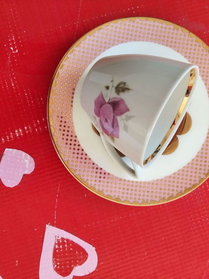 Regency Teas & C'S saucer used with gold details, porcelain