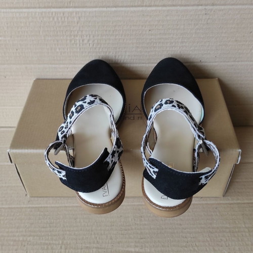 Evangelia Drosi ballerina sandals like new, black suede and leopard fabric