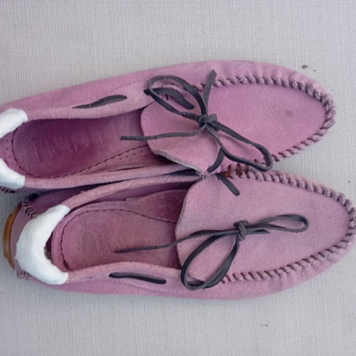 Women's driving shoes used, pink suede, size 36