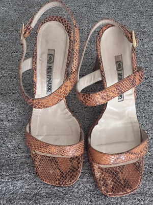 Bournazos Leather Snake Orange Heels 9cm used, size 36