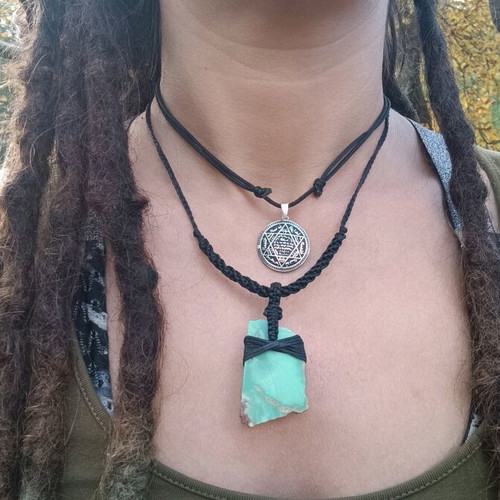 Macrame necklace made to order with chrysoprase and adjustable clasp