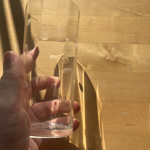 Glass with matte white dots, used, vintage