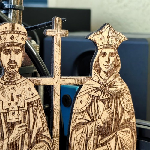 Woodcraft Wooden Tabletop Icon of Saints Konstantinos and Eleni new