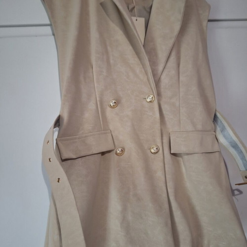 Sleeveless jacket new, soft suede, white and beige