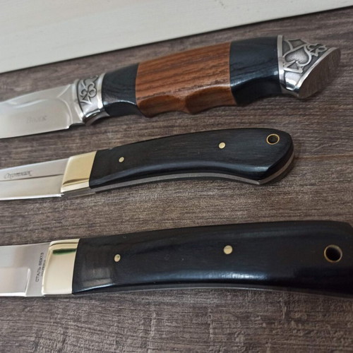 Russian knives new, set with Volk hunting knife and steel knives
