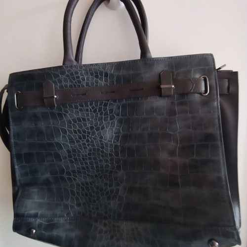 Bpc Bonprix Collection leather handbag new, gray and blue