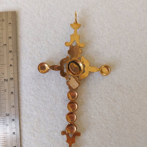 Handmade bronze cross necklace pendant with Swarovski crystals new