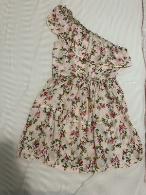 Pink Woman floral one-shoulder dress like new, pink, airy summer