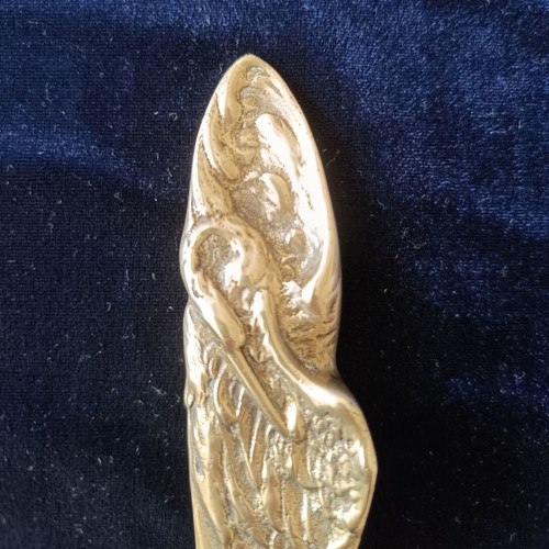 Art Nouveau brass letter opener with heron design like new