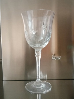 Studio N24 crystal stemmed glasses set of 6 with handmade floral engraving