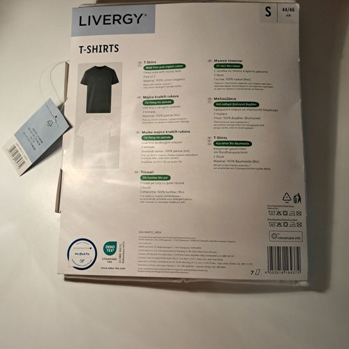 Livergy men's T-shirts set 2 pieces size S new, black and white