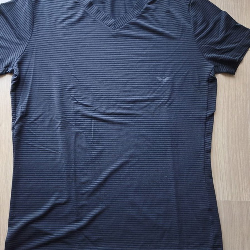 Emporio Armani black striped T-shirt used, size Large slim fit
