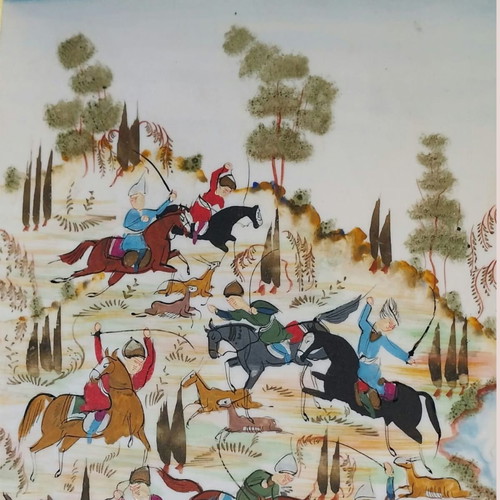 Persian traditional miniature painting used with Khatam frame