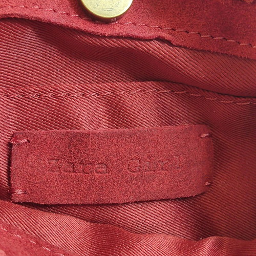 Zara leather crossbody bag with red fringe tassels used