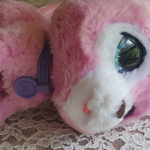 Plush dog with stick like new, barking toy