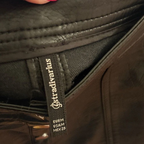 High-waisted leather skirt