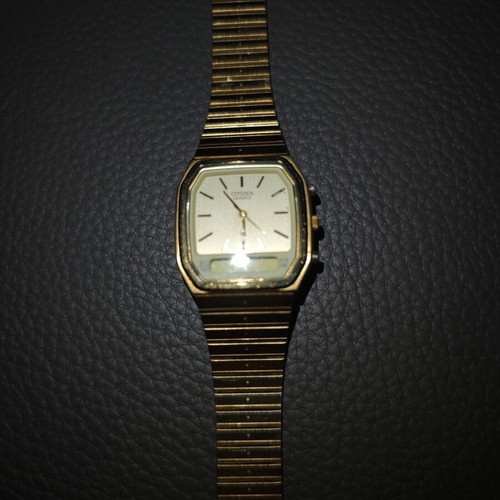Citizen Vintage 1985 Ana-Digi watch used, gold-plated