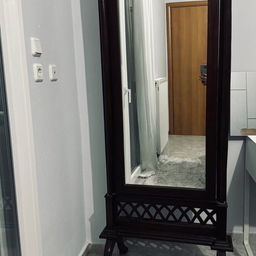 Wooden floor mirror used, dark brown 188x66cm