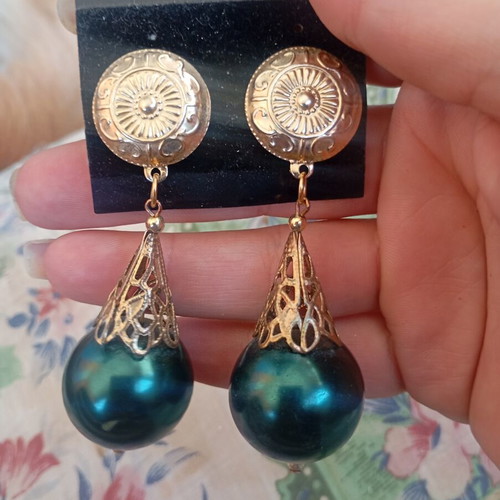 Earrings clip-on vintage boho style, new, statement design